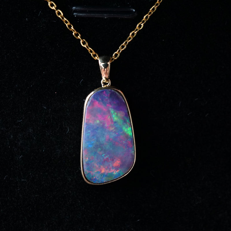 Stunning Purple Opal Pendant in 14K Gold-Vsabel Jewellery