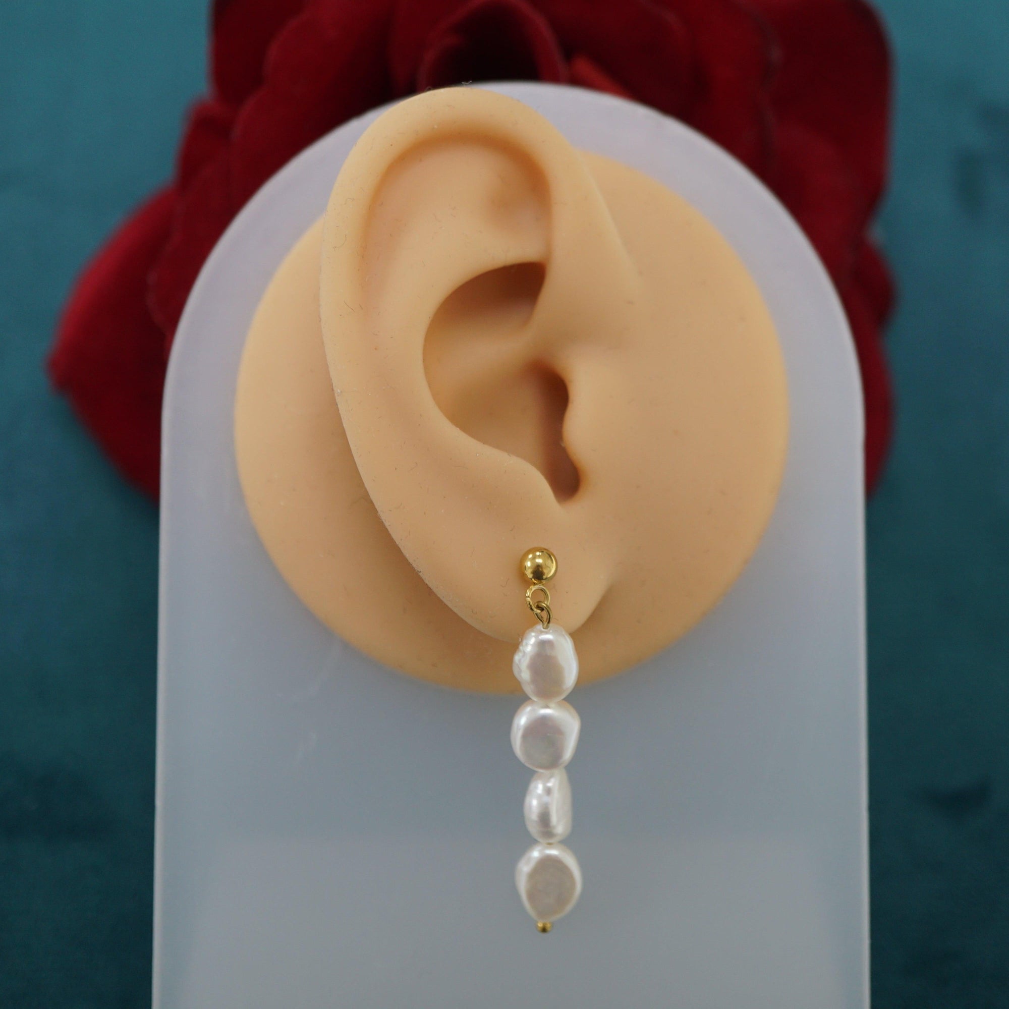Sleek Drop Freshwater Pearl Earrings