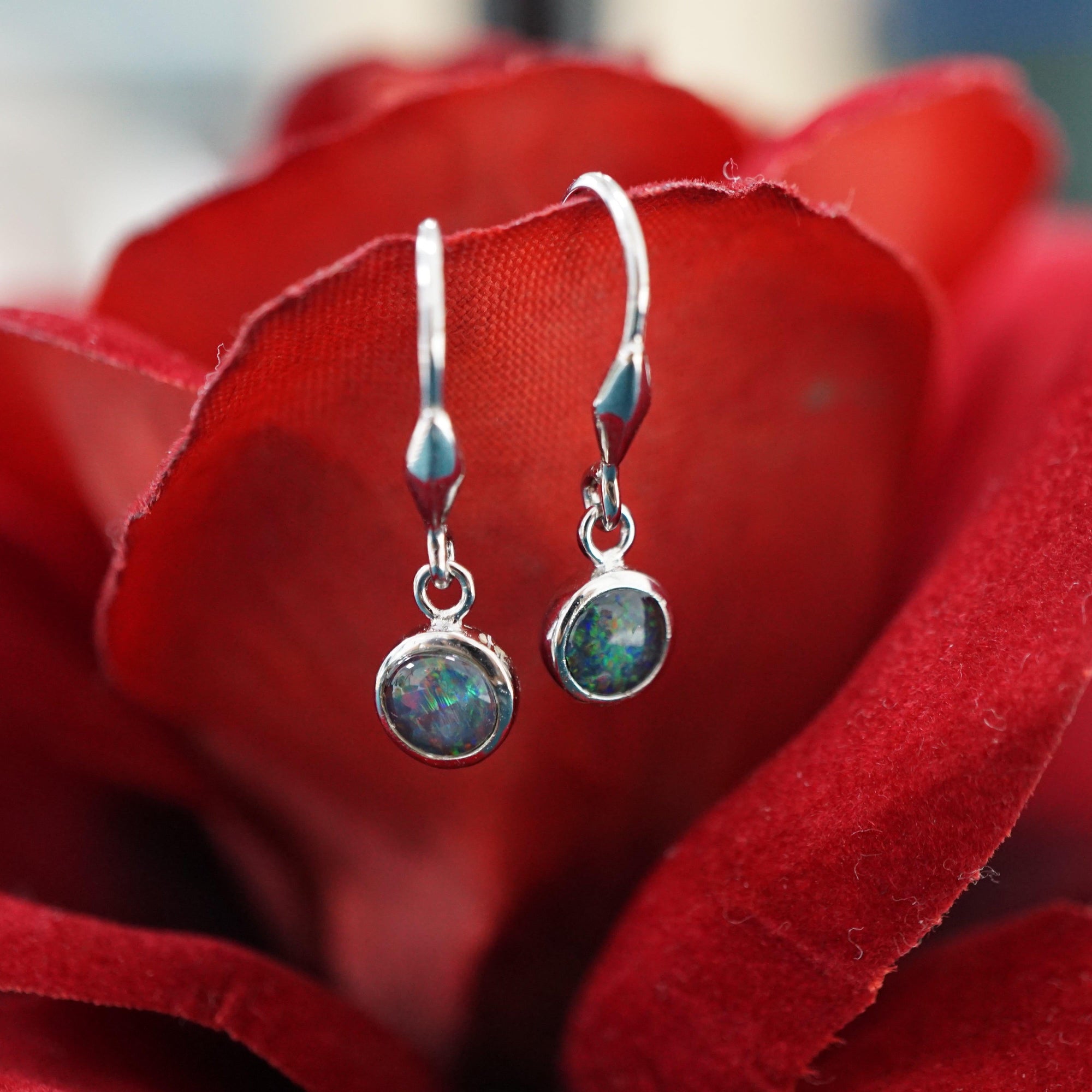 Australian Triplet Opal Dangle Earrings