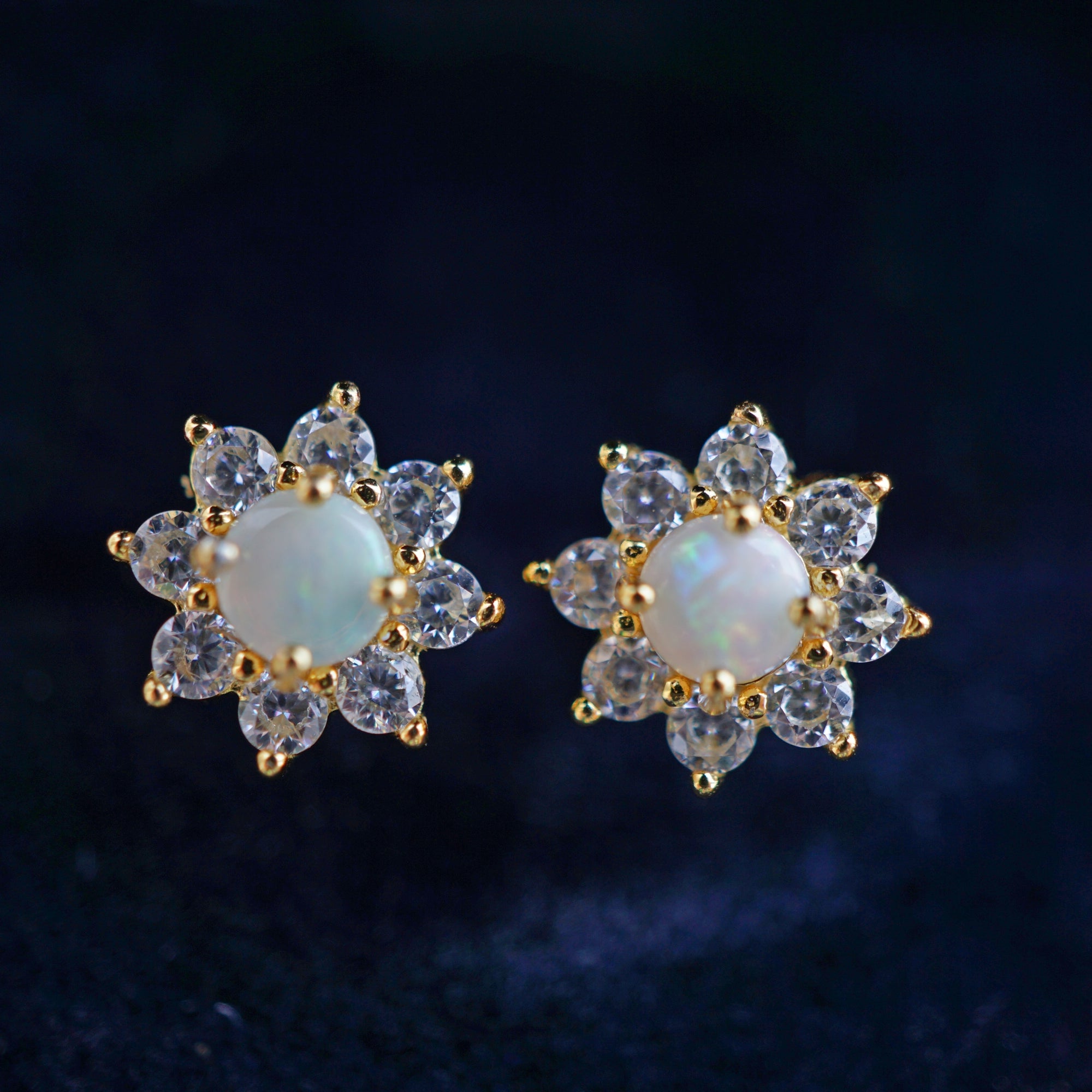 Flower 18k Gold Plated Sparkling Brilliance Crystal Opal Stud Earrings