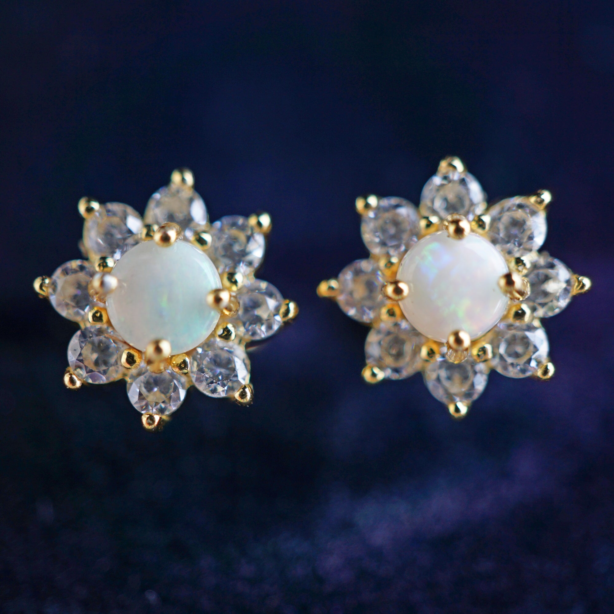 Flower 18k Gold Plated Sparkling Brilliance Crystal Opal Stud Earrings