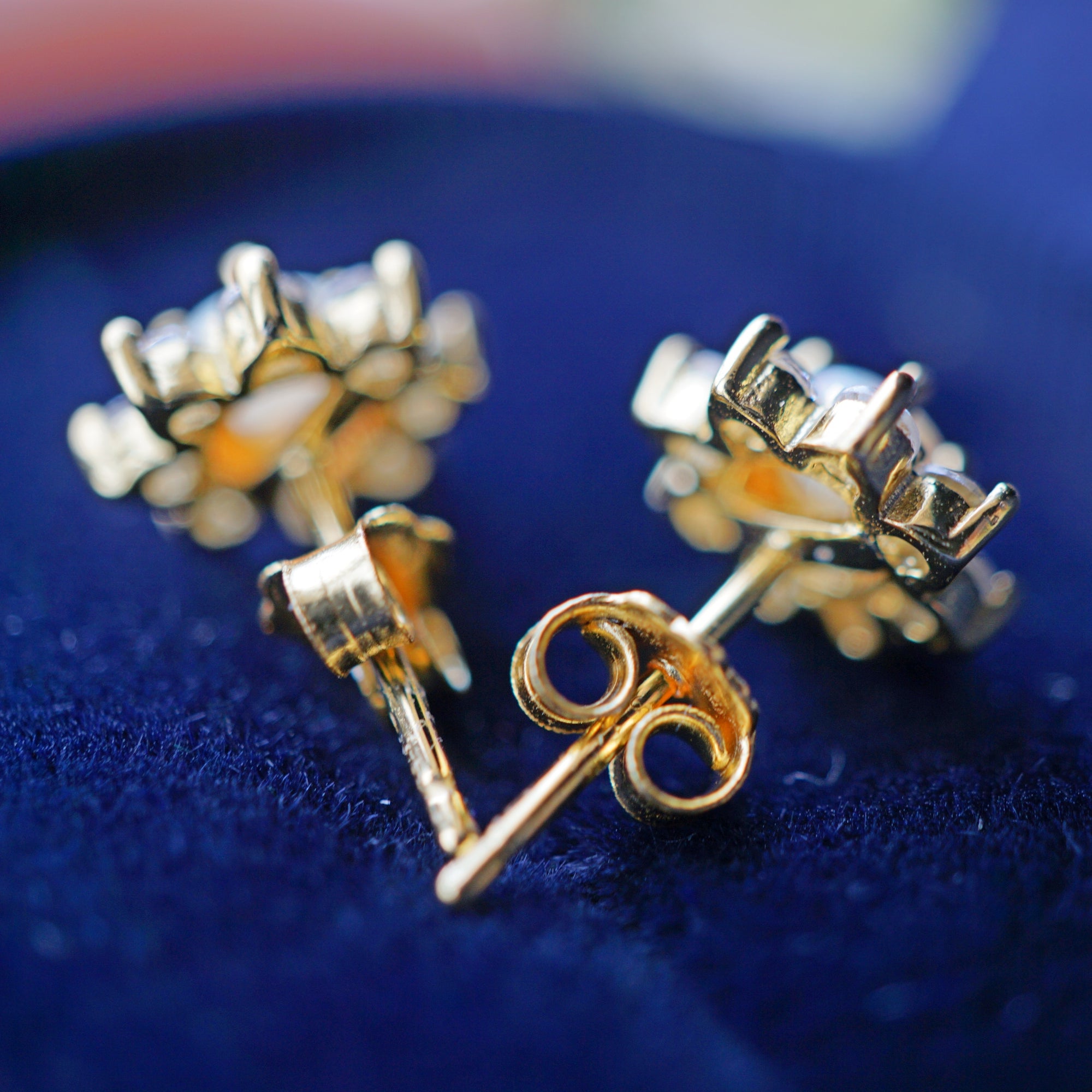 Flower 18k Gold Plated Sparkling Brilliance Crystal Opal Stud Earrings
