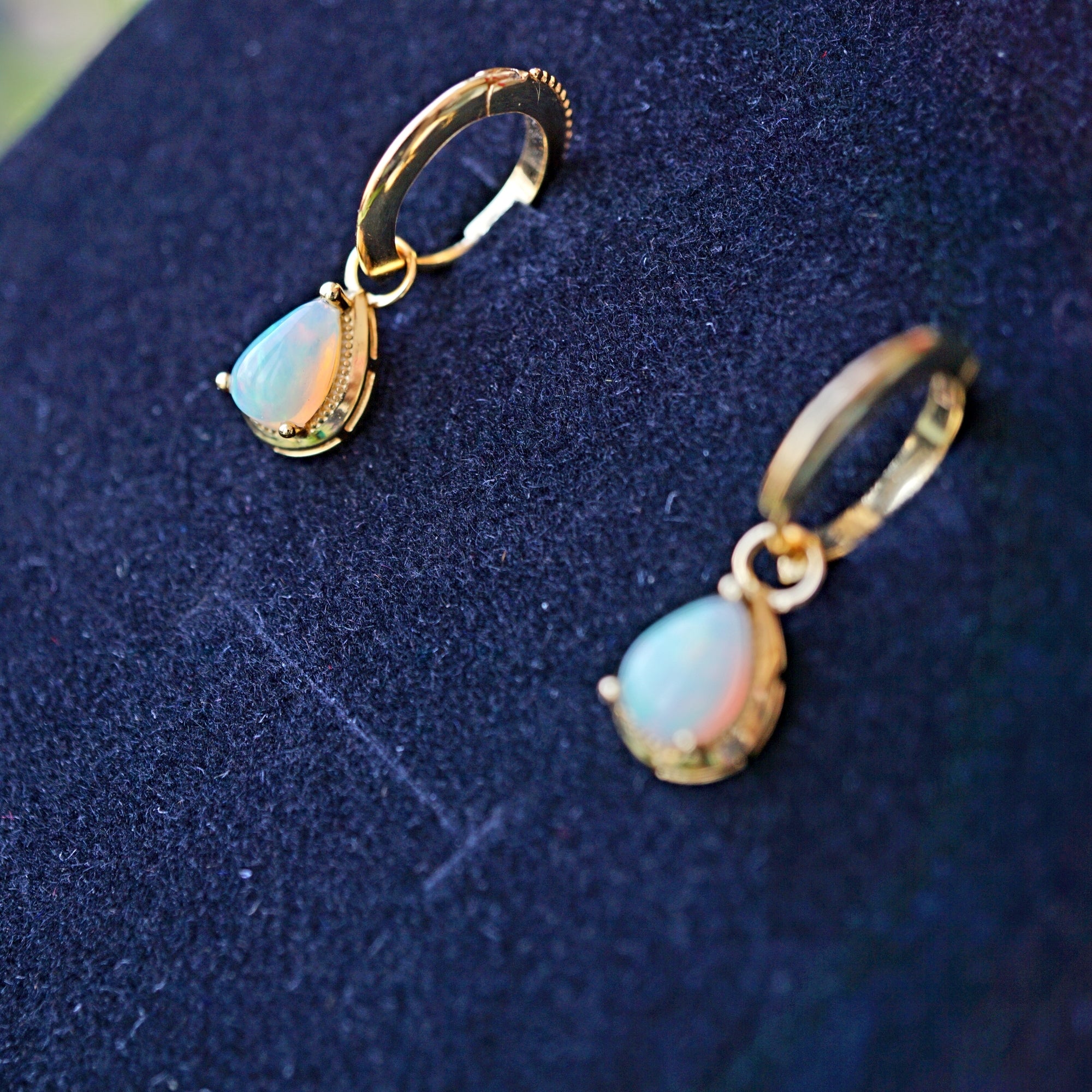 Genuine 18k Gold Plated Ethiopian Opal Earrings