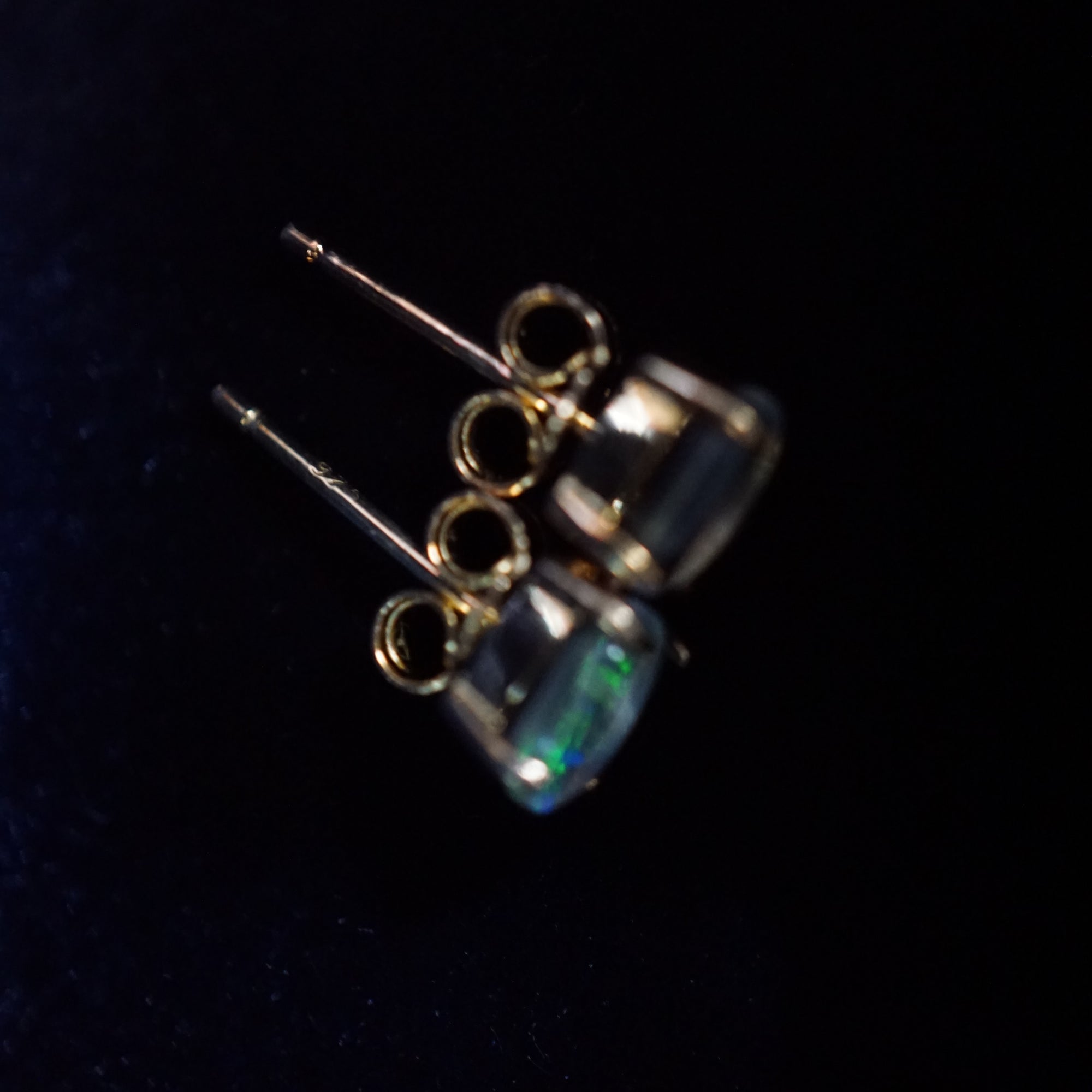 Tiny Oval Opal Earring Studs In 18k Gold Plated 925 Silver