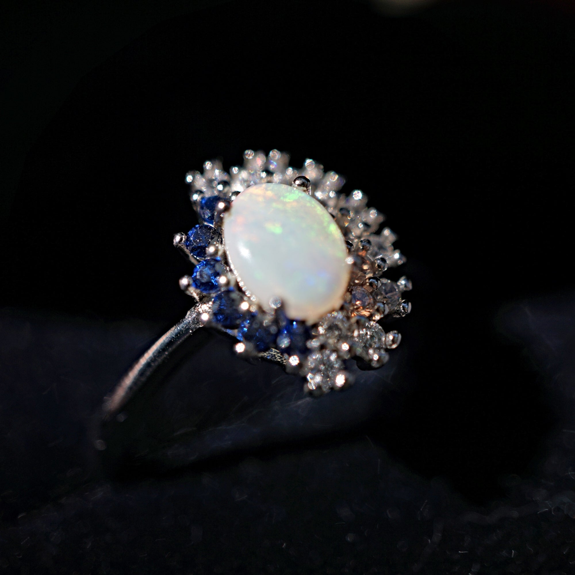 Silver Genuine Australian crystal opal ring