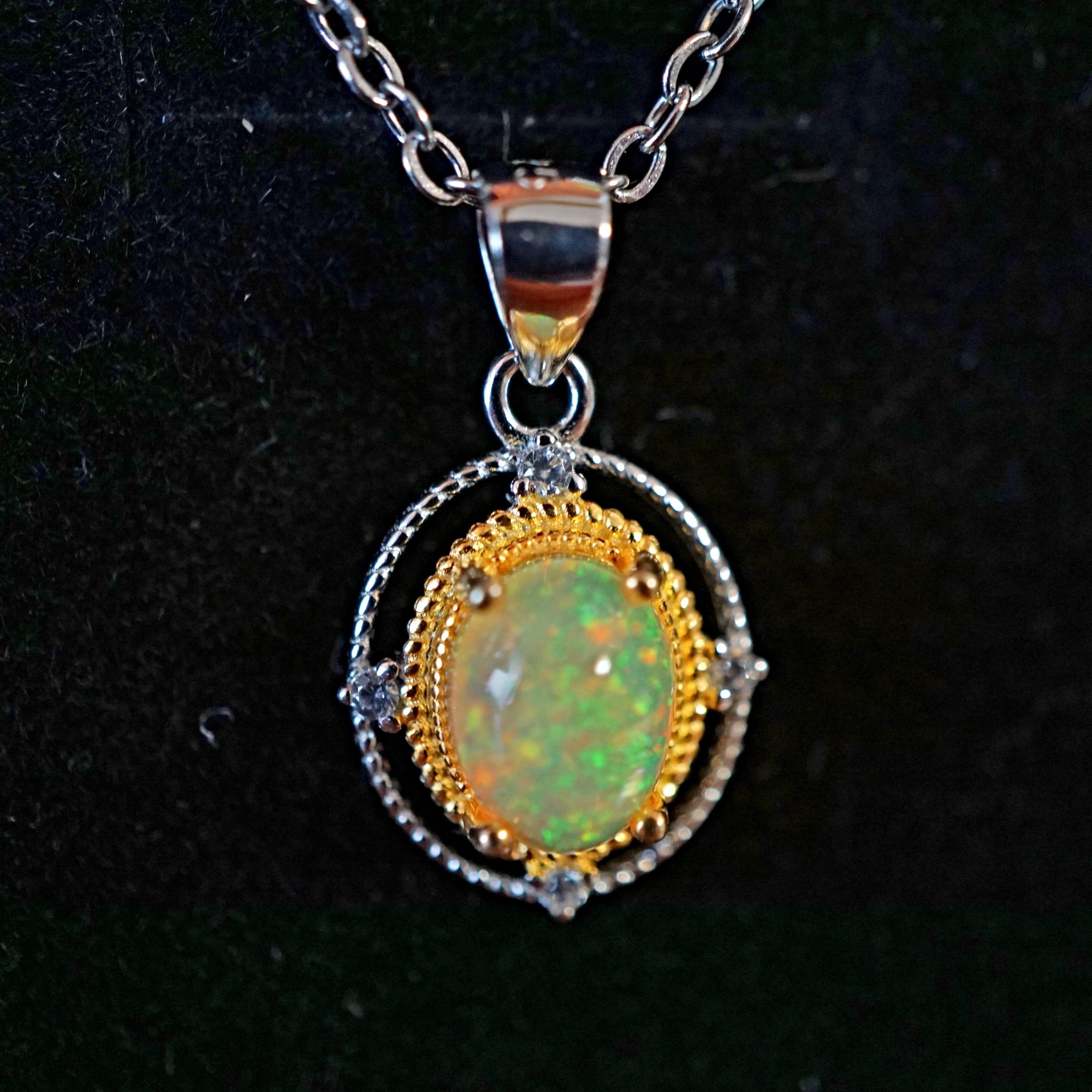 Genuine 18k Gold Plated Ethiopian Opal Jewelry Set