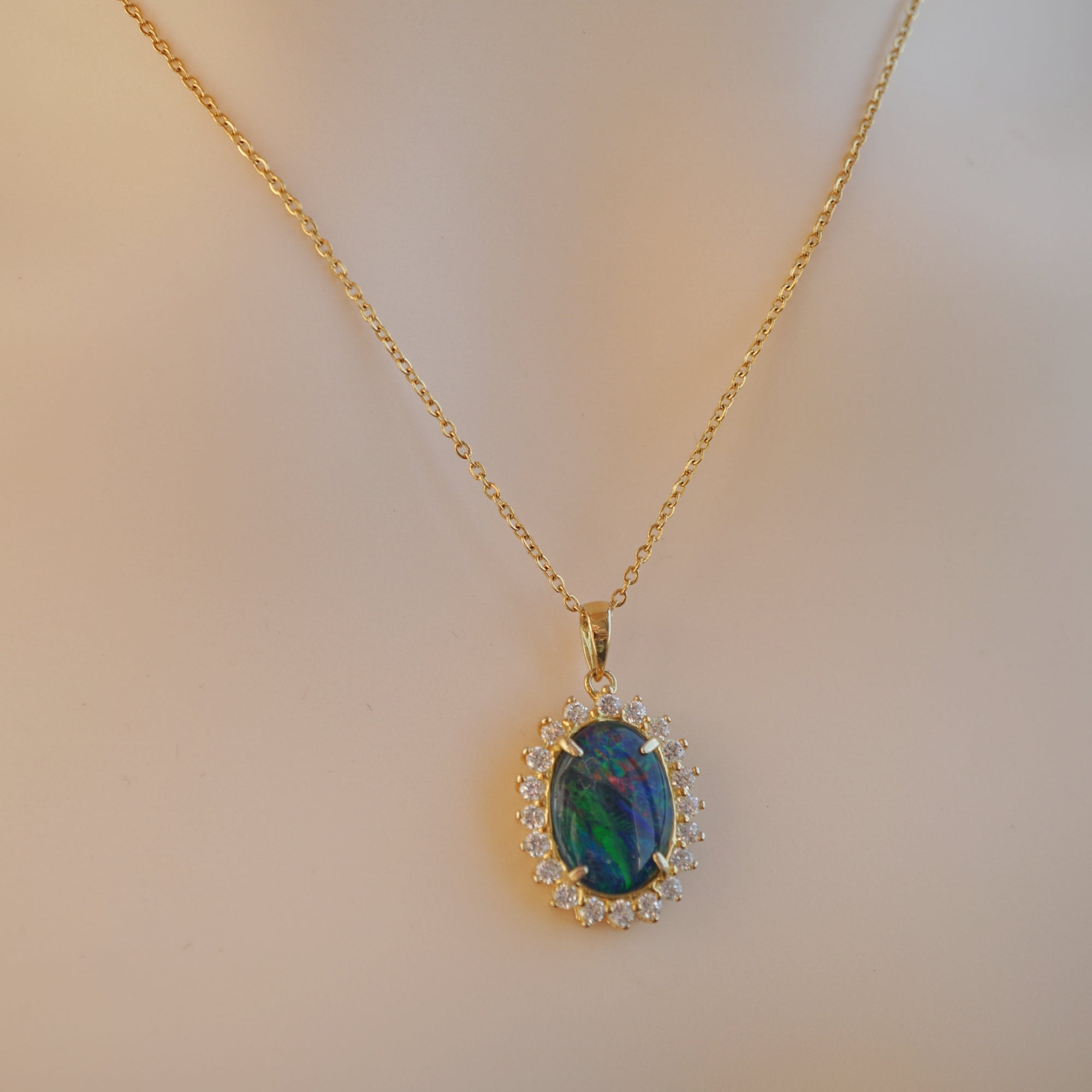 Beautiful Big Opal Pendant Necklace