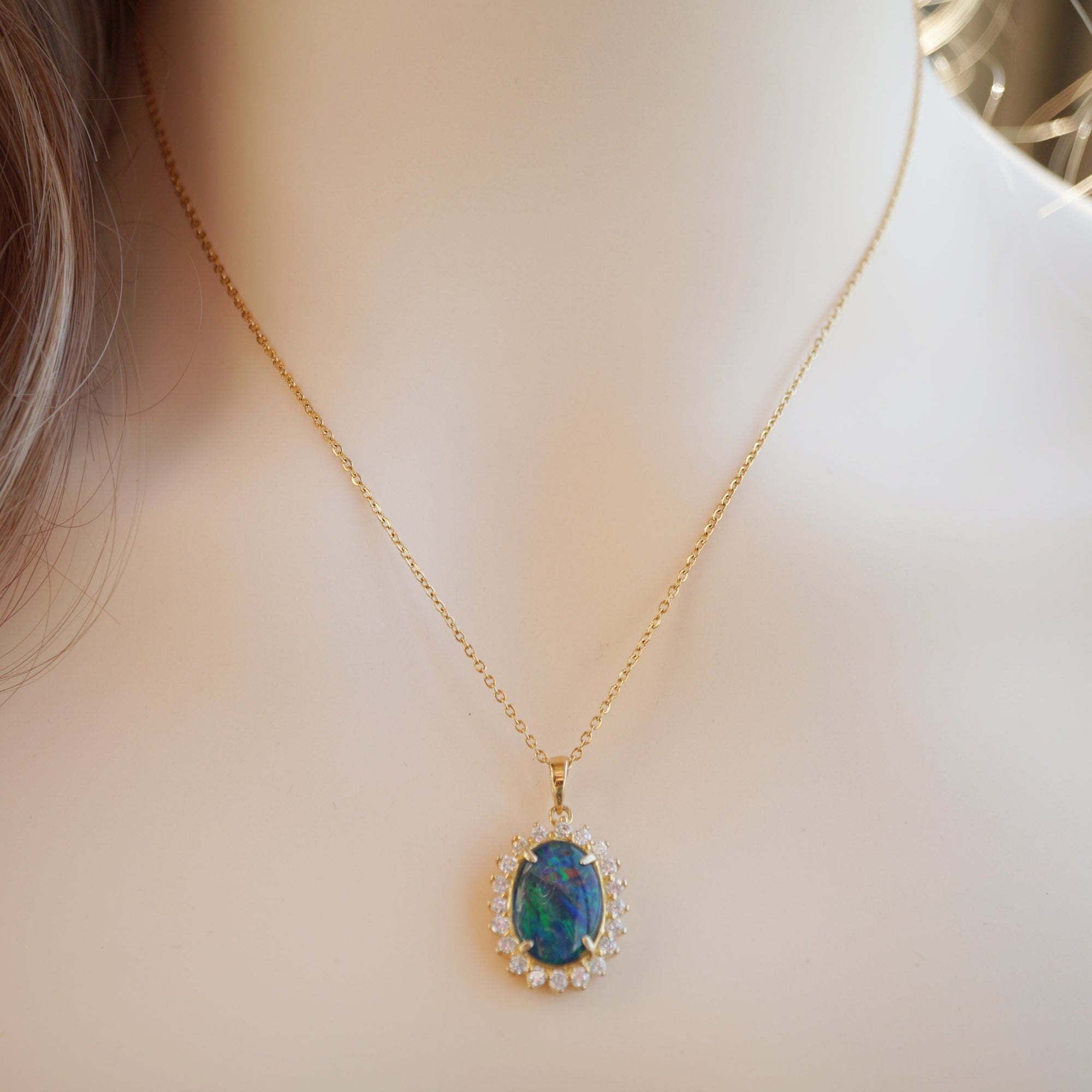 Beautiful Big Opal Pendant Necklace