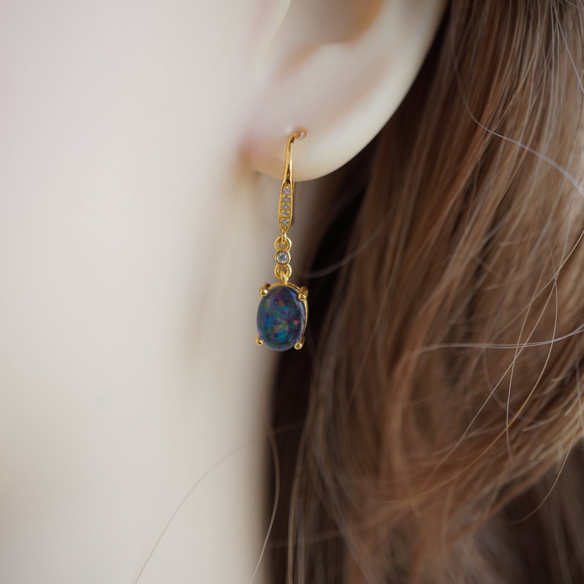 Unique Purple Dangle Triplet Opal Earrings