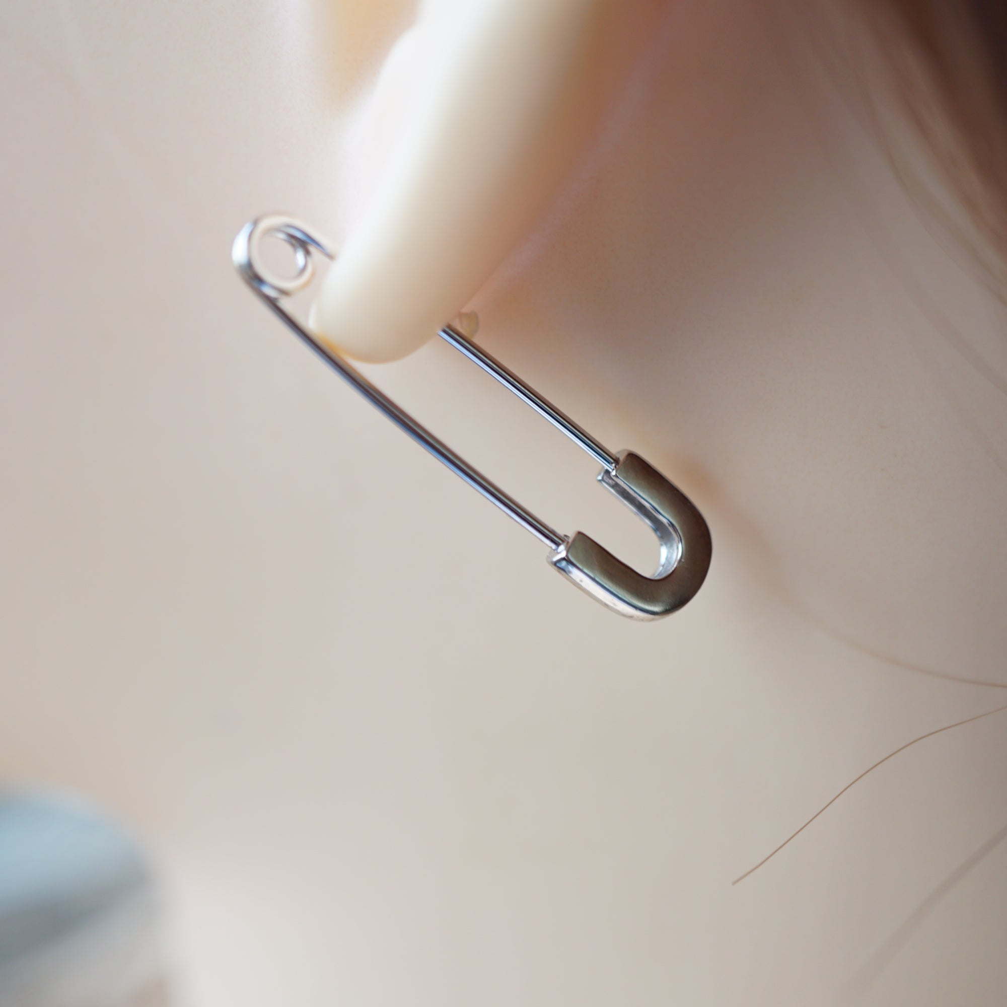 Simple Safety Pin Earrings in Sterling Silver, Minimalist Style
