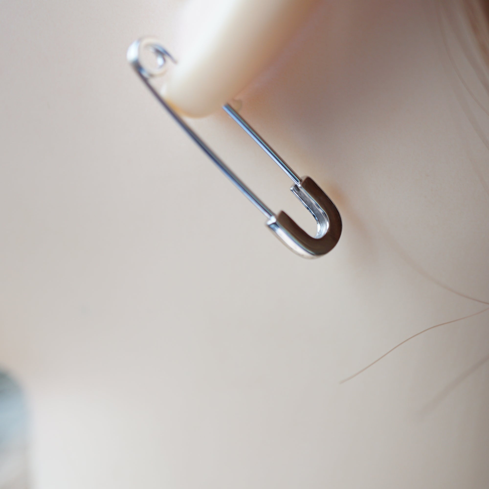 Simple Safety Pin Earrings in Sterling Silver, Minimalist Style
