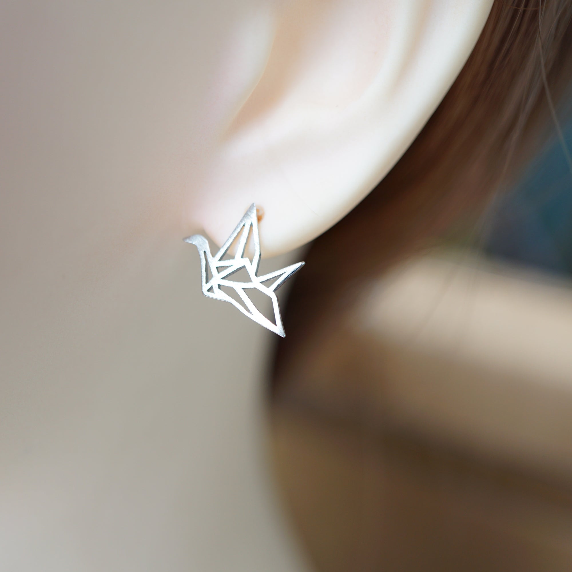 Minimalist Dove Stud Earrings in Sterling Silver