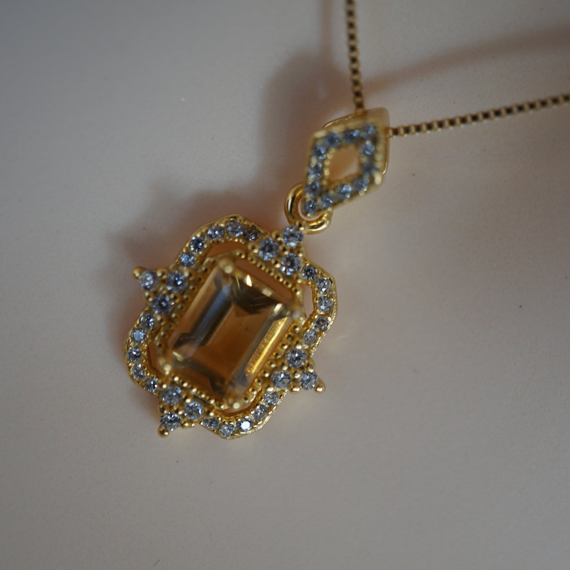 Classic Citrine Pendant Necklace in Sterling Silver
