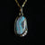 14k Gold River Flow Bluish Violet Boulder Opal & Pearl Pendant