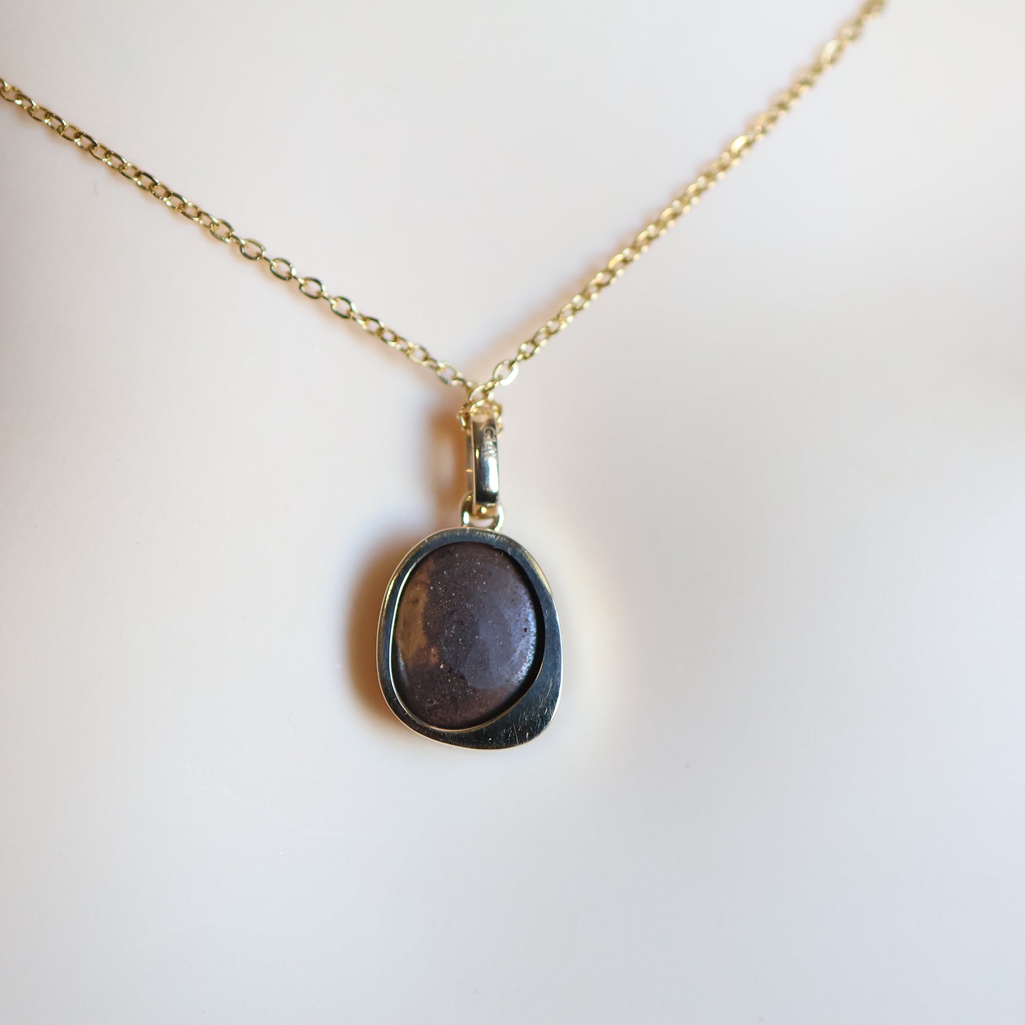 14k Gold Ocean Blue Boulder Opal & Pearl Pendant