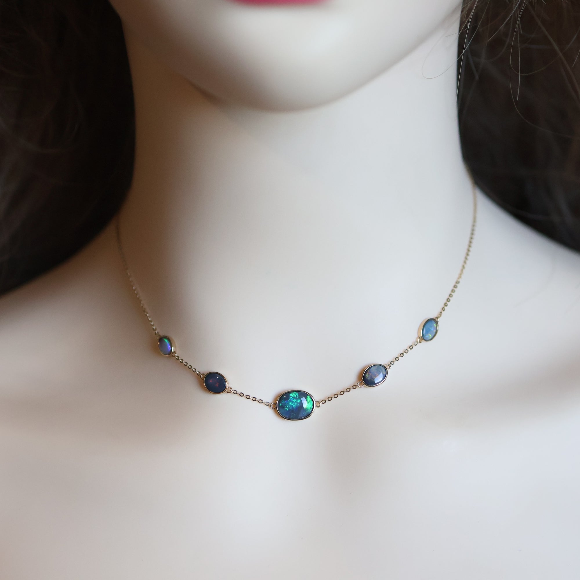 14k Gold Multiple Boulder Opal Necklace
