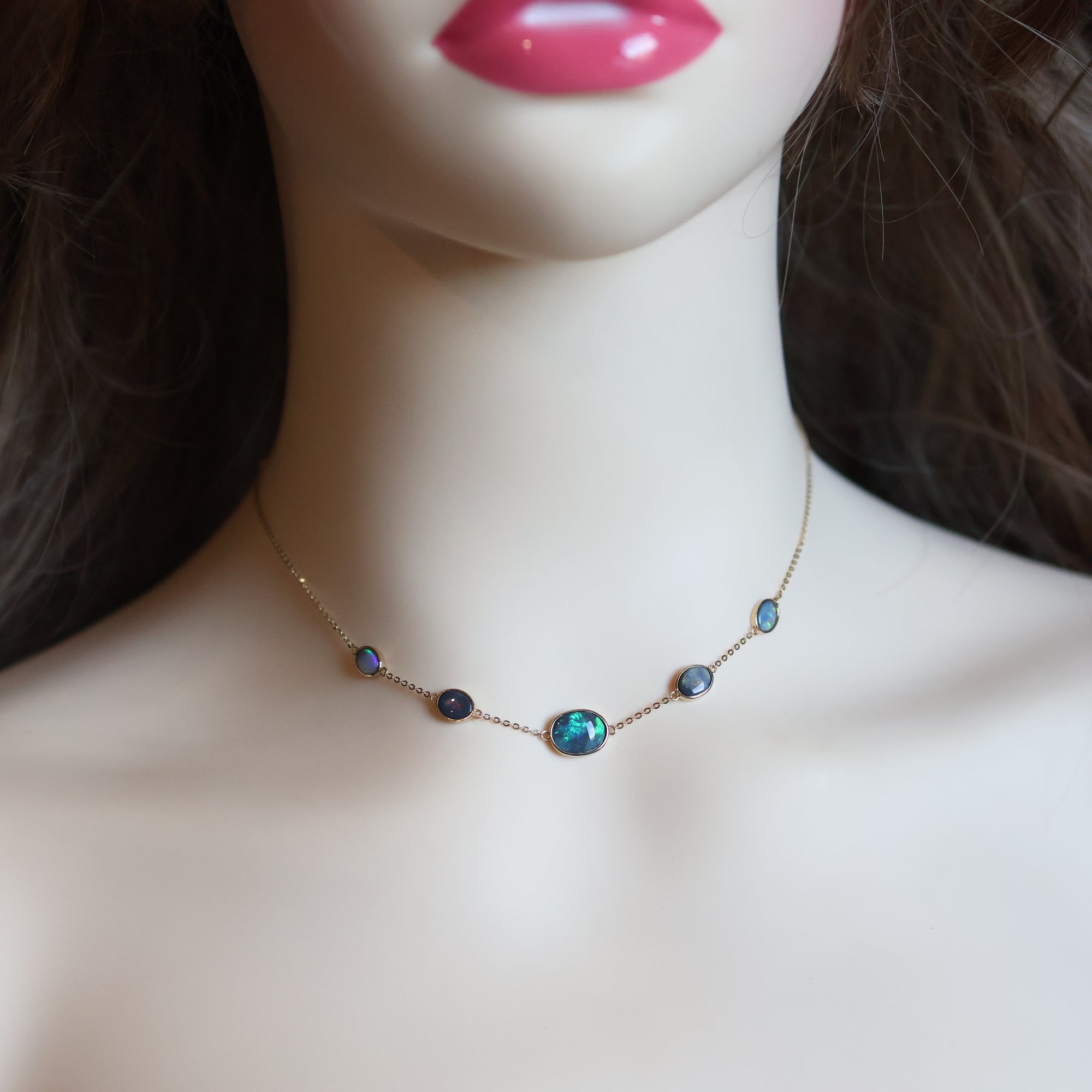 14k Gold Multiple Boulder Opal Necklace