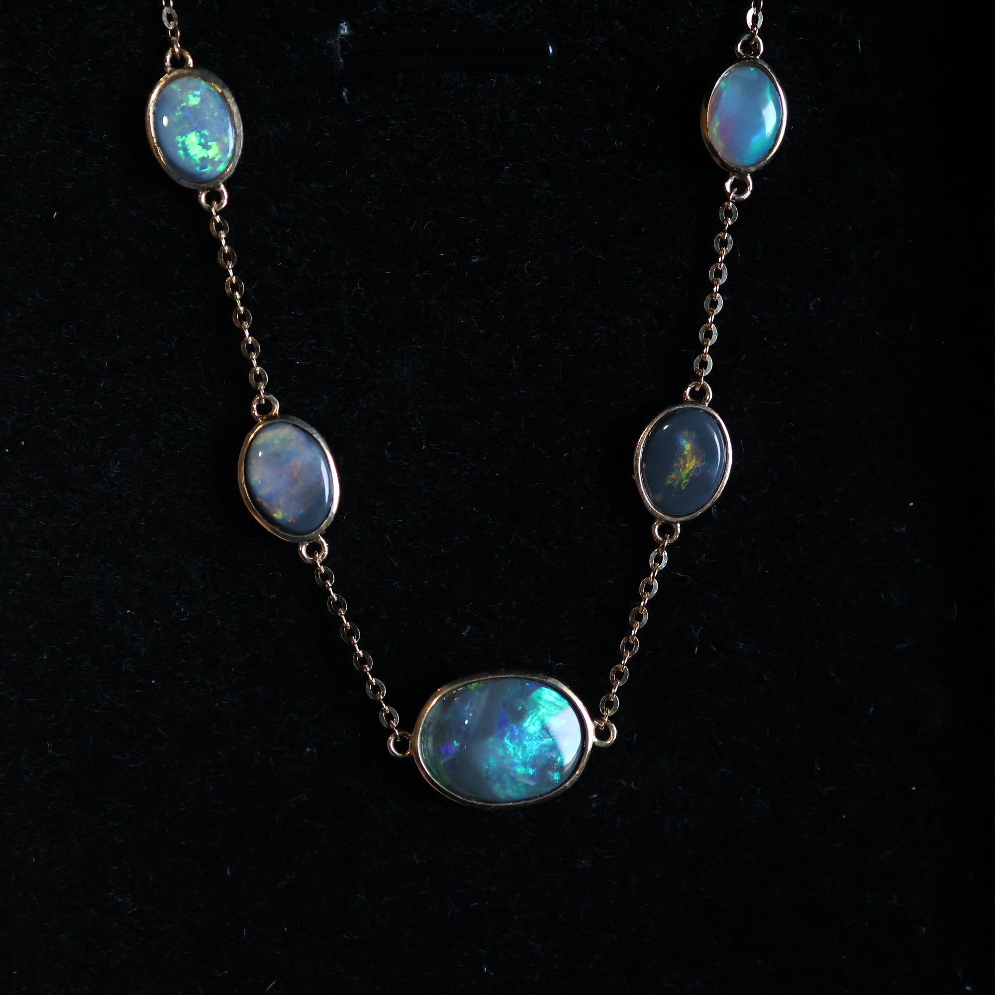 14k Gold Multiple Boulder Opal Necklace