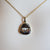 14k Gold Black-Brown Boulder Opal & Pearl Pendant