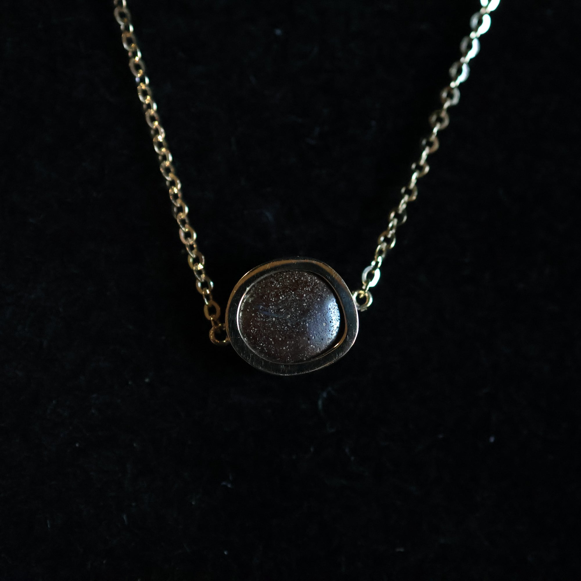 14k Gold Galaxy Blue Boulder Opal Pendant