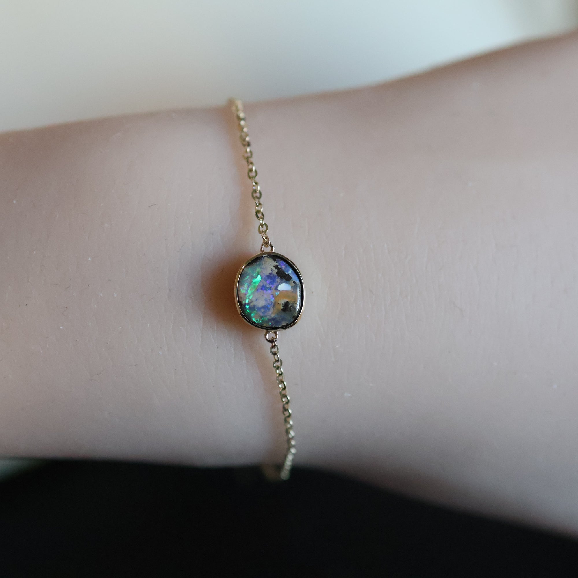 14k Gold Galaxy Blue Boulder Opal Pendant