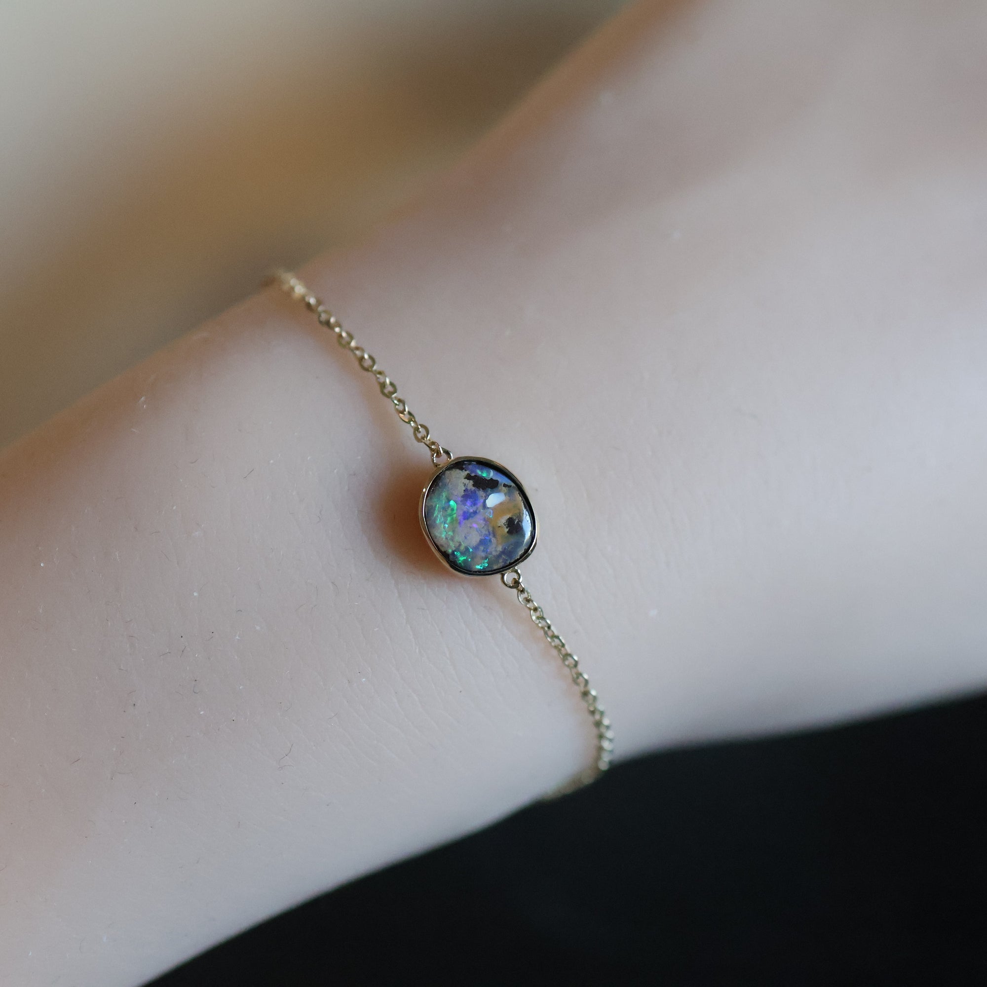 14k Gold Galaxy Blue Boulder Opal Pendant