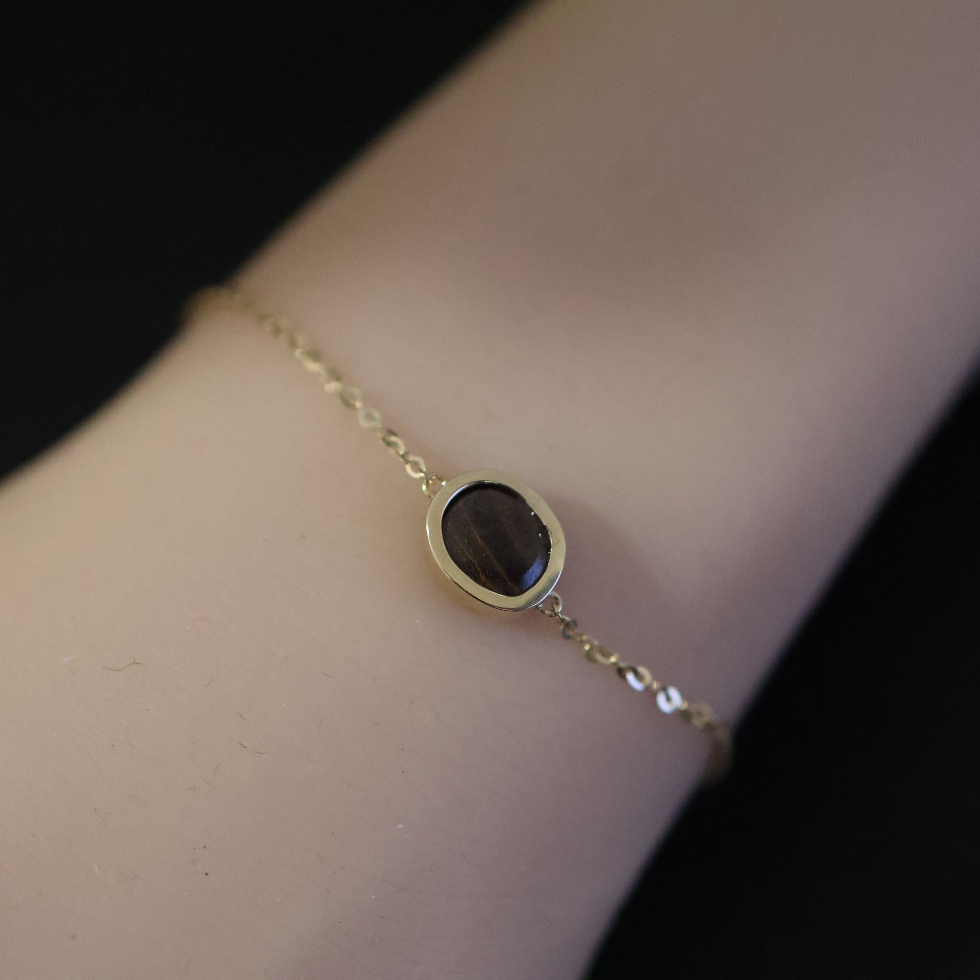 14k Gold Boulder Opal Bracelet, Natural One of a Kind Painting Pattern