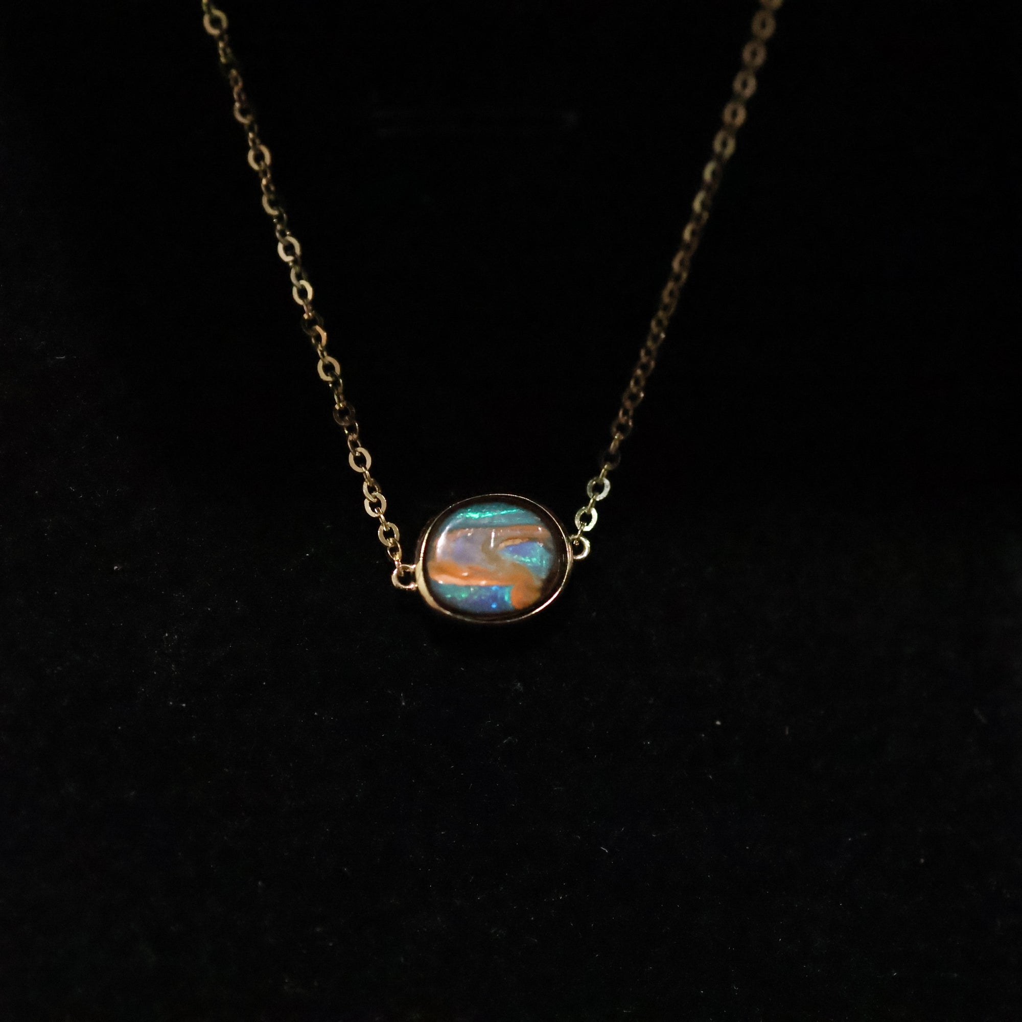 14k Gold Boulder Opal Bracelet, Natural One of a Kind Painting Pattern
