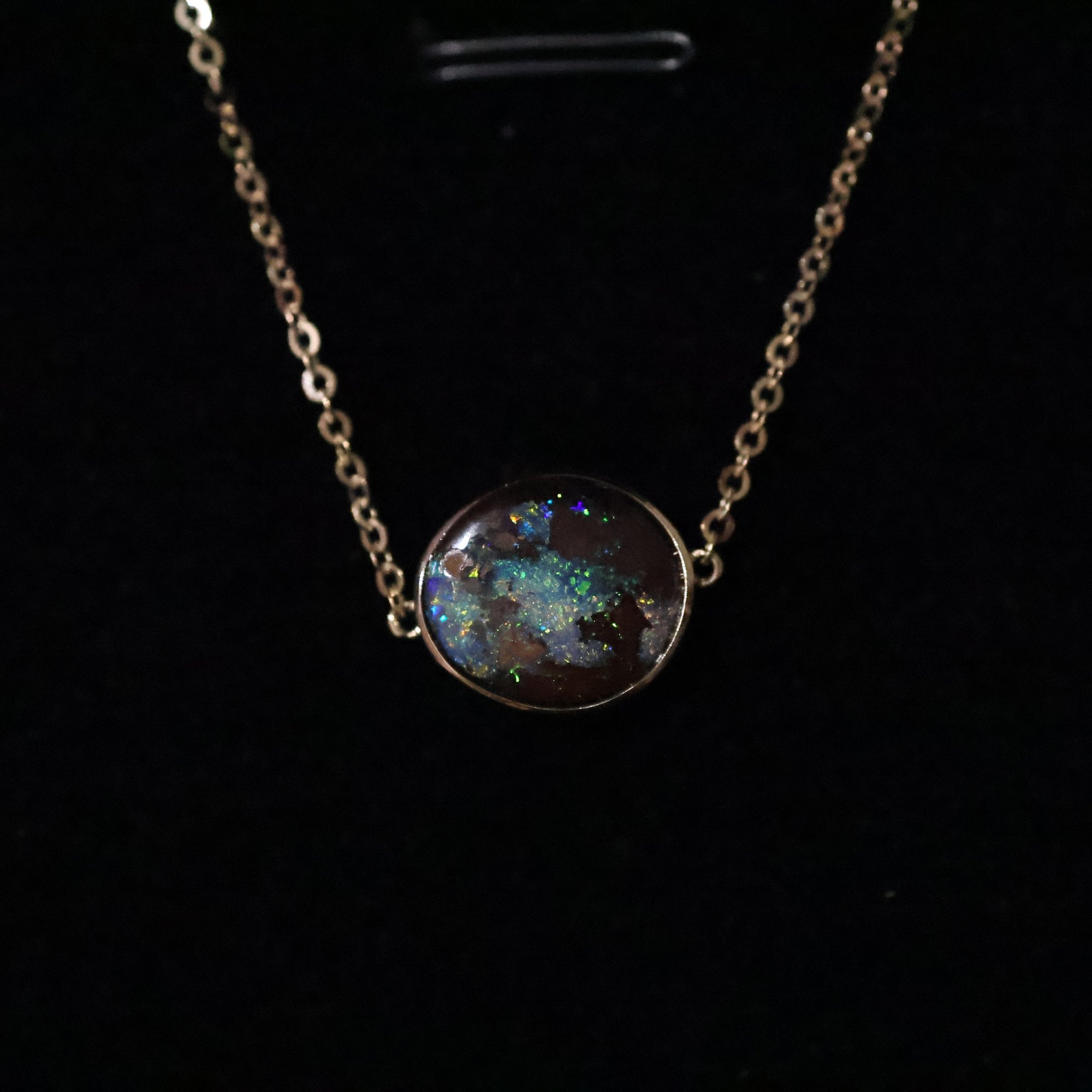 14k gold green black boulder opal bracelet