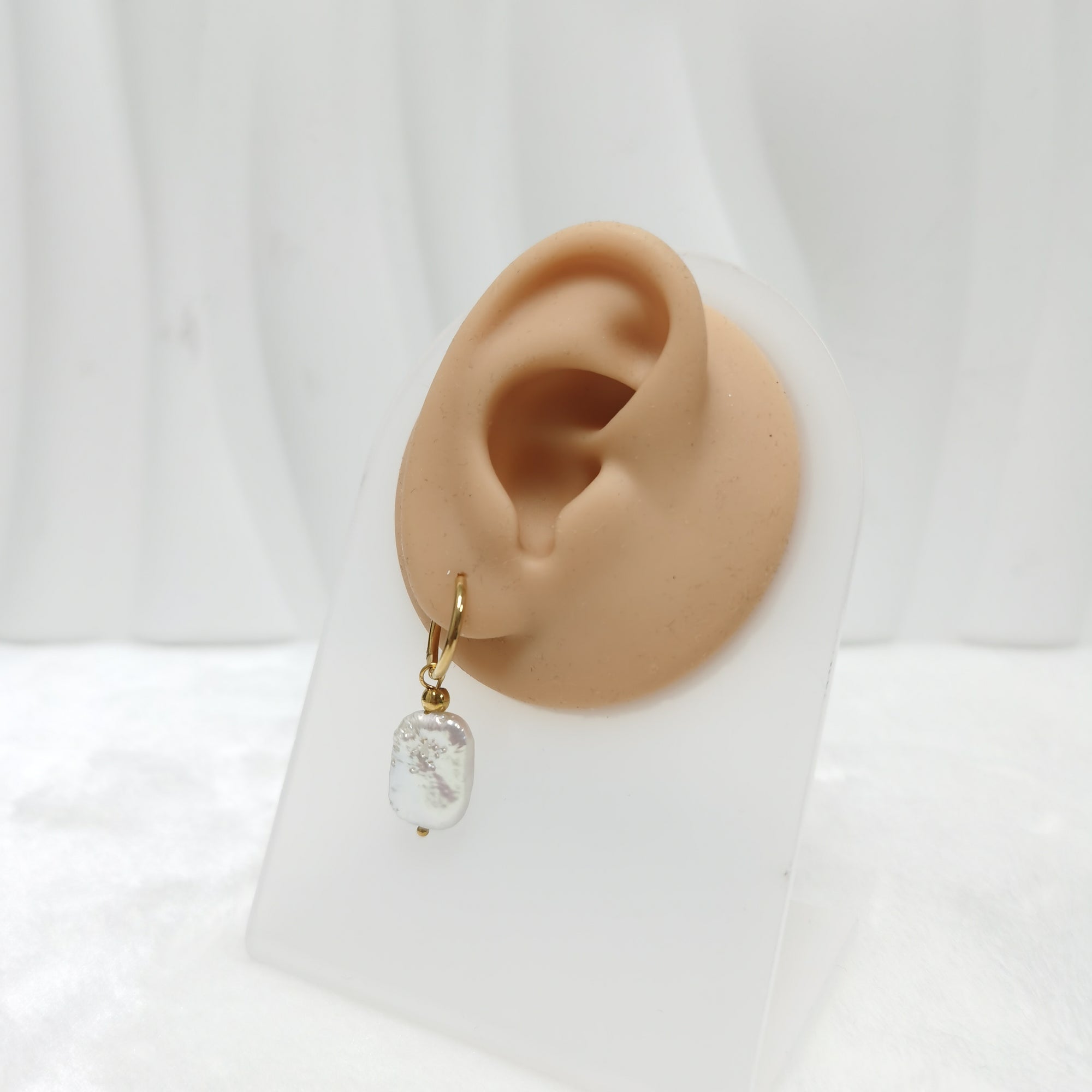 Dainty natural freshwater baroque pearl earrings-Vsabel Jewellery