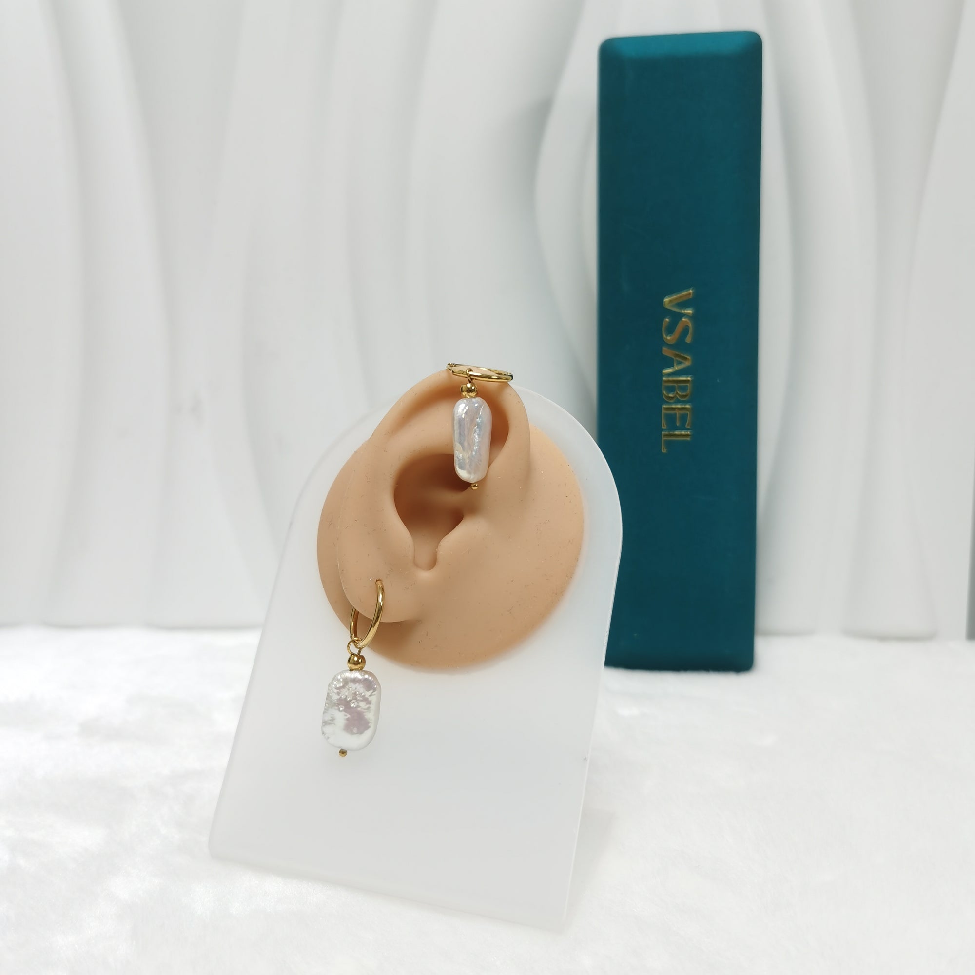 Dainty natural freshwater baroque pearl earrings-Vsabel Jewellery