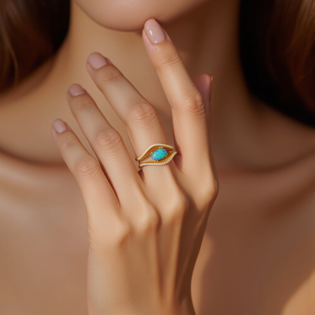 Blue Ocean Australian Black Opal Ring In 925 Sterling Silver With Cubic Zirconias