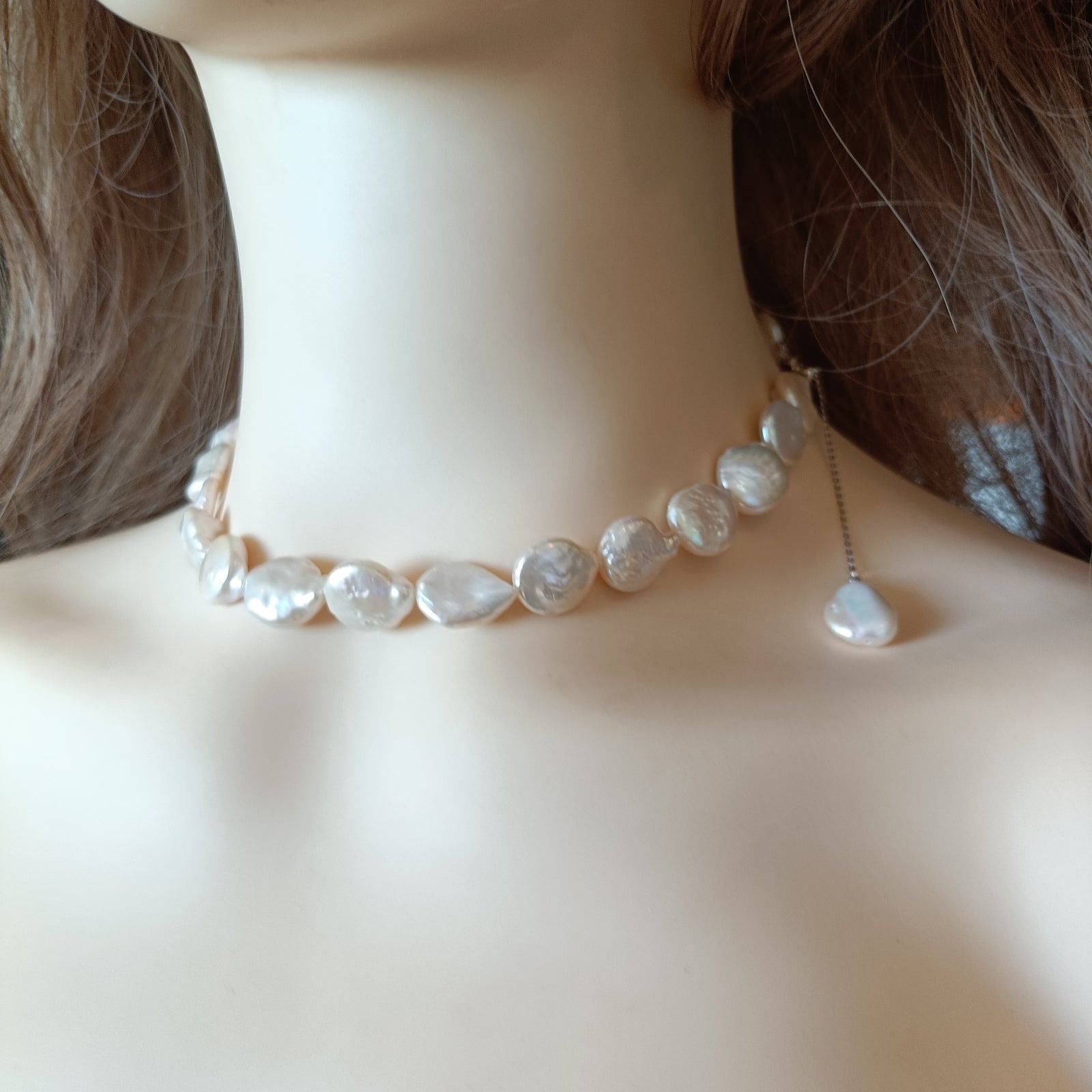 White Droplet Pearl Necklace, Elegant Minimalist Jewelry
