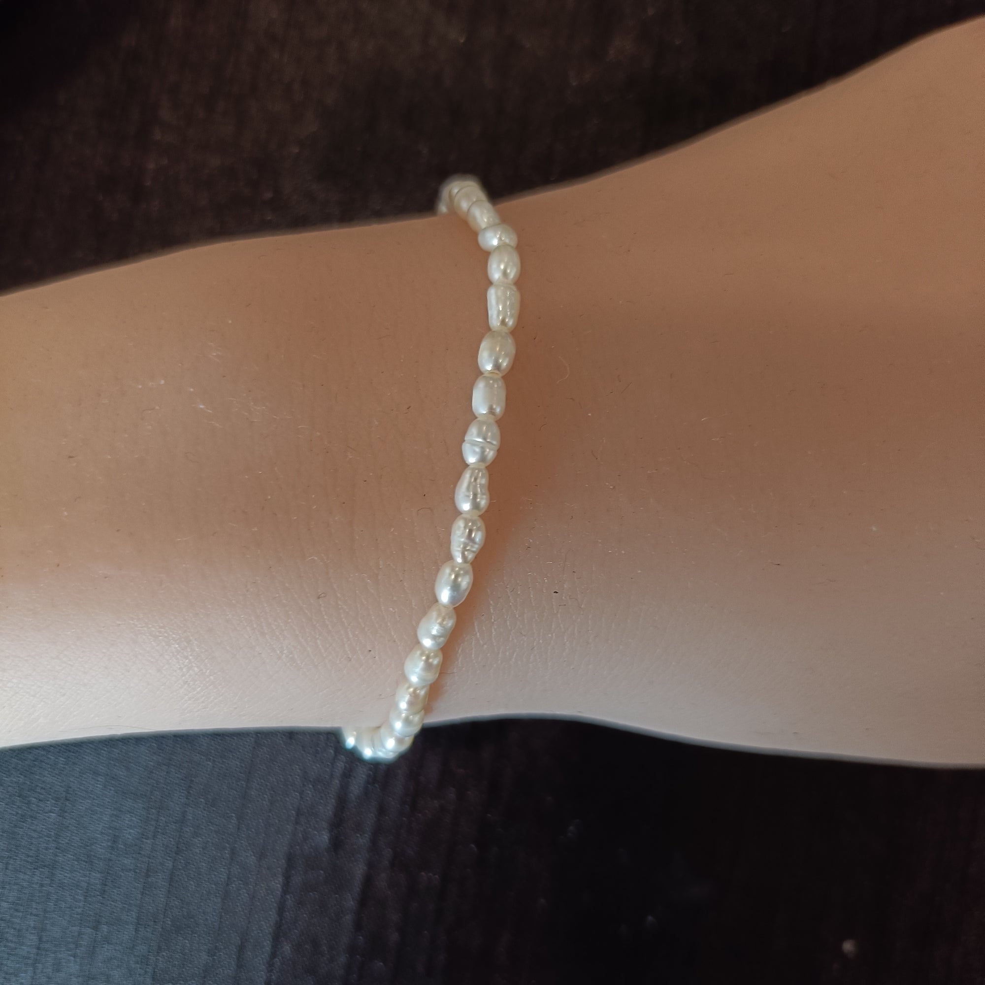 White Pearl Bracelet, Real Freshwater Pearls