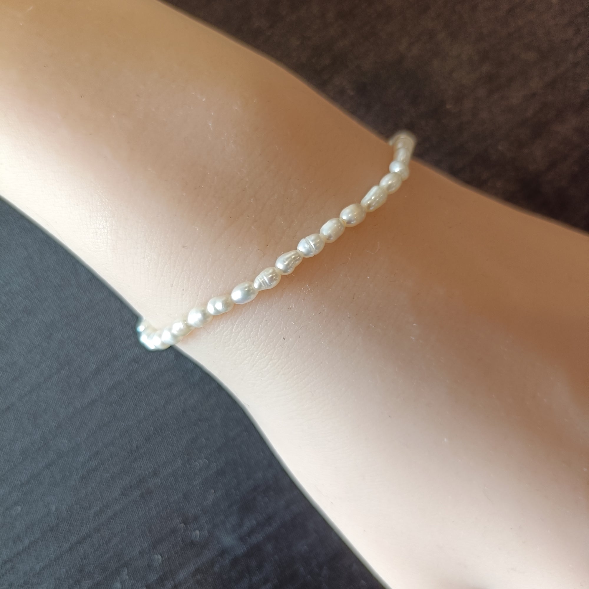 White Pearl Bracelet, Real Freshwater Pearls