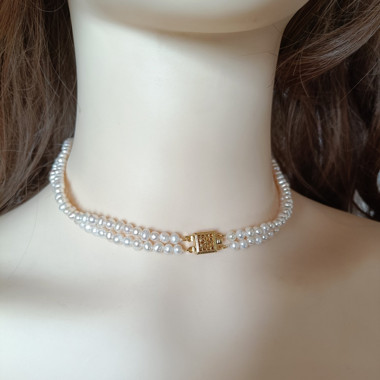Vintage Style White Pearl Necklace, Real Freshwater Pearls