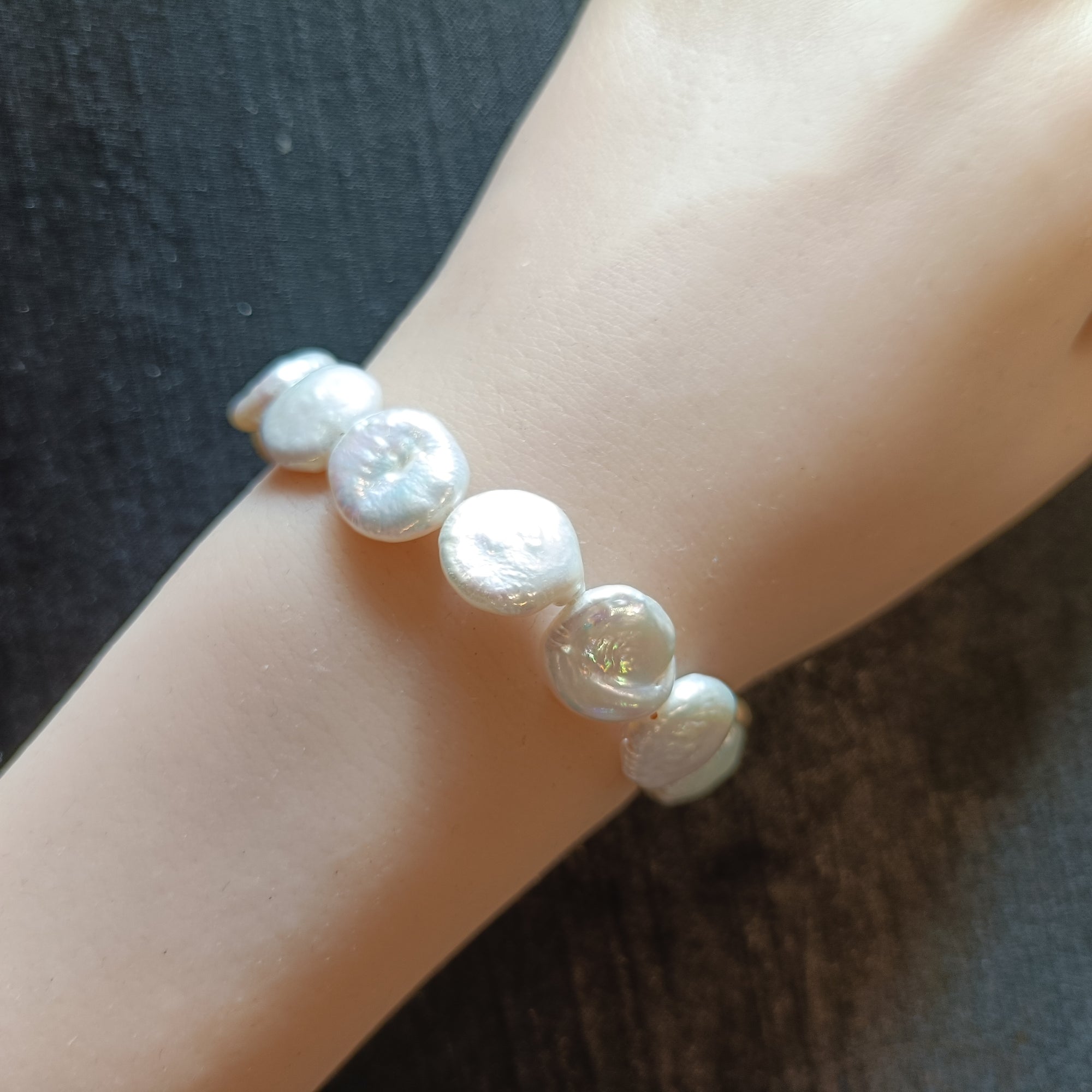 Coin Pearl Bracelet, Real Freshwater Pearls