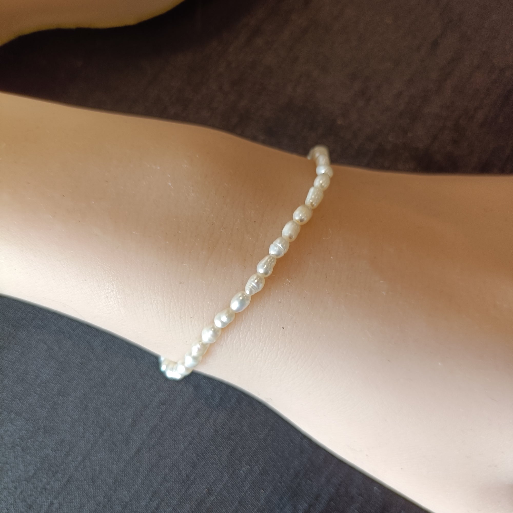 White Pearl Bracelet, Real Freshwater Pearls