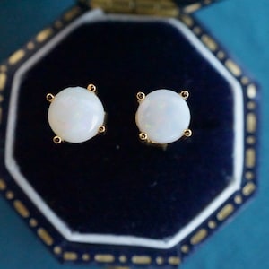 white opal earring studs