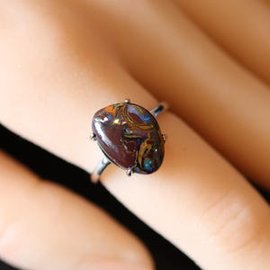 Genuine Australian Boulder Opal Ring