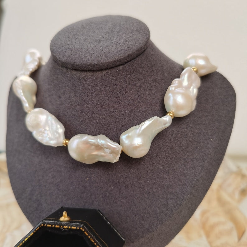 Baroque pearl necklace & earring set-Vsabel Jewellery