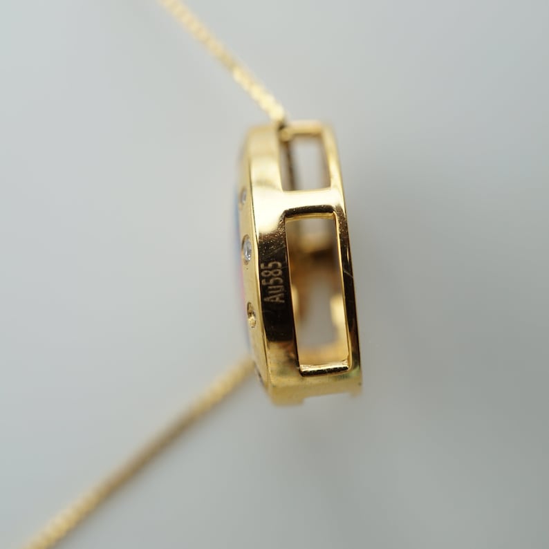 14K Gold Vintage Style Black Opal Necklace