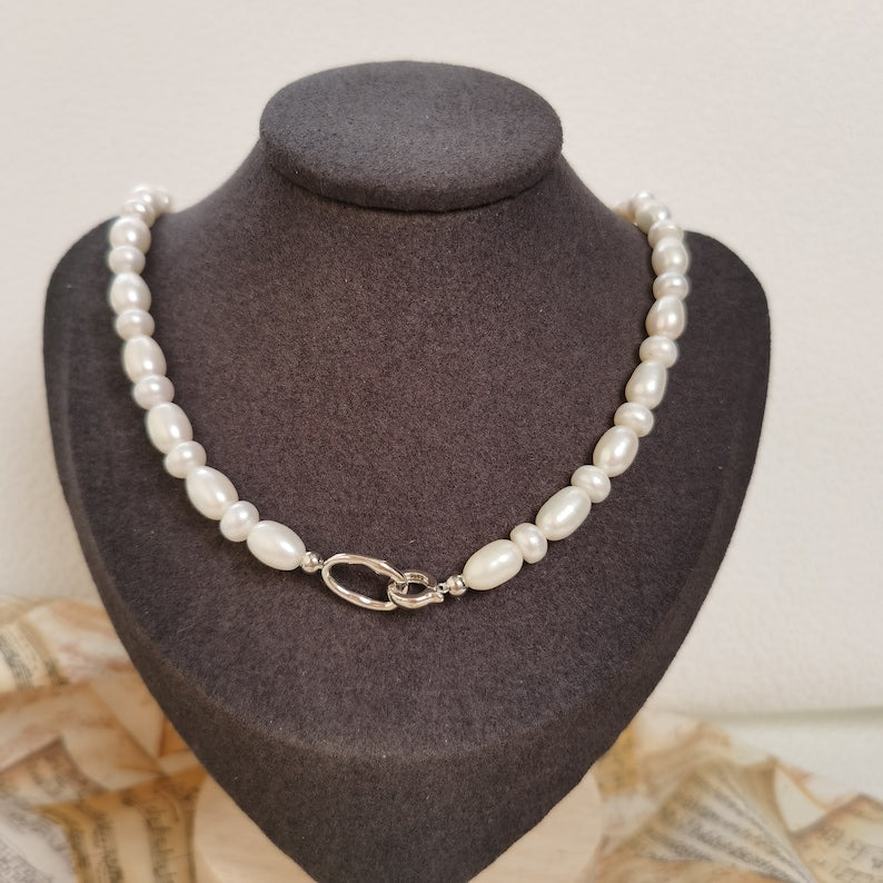 Rice Pearl Necklace & Bracelet Set-Vsabel Jewellery