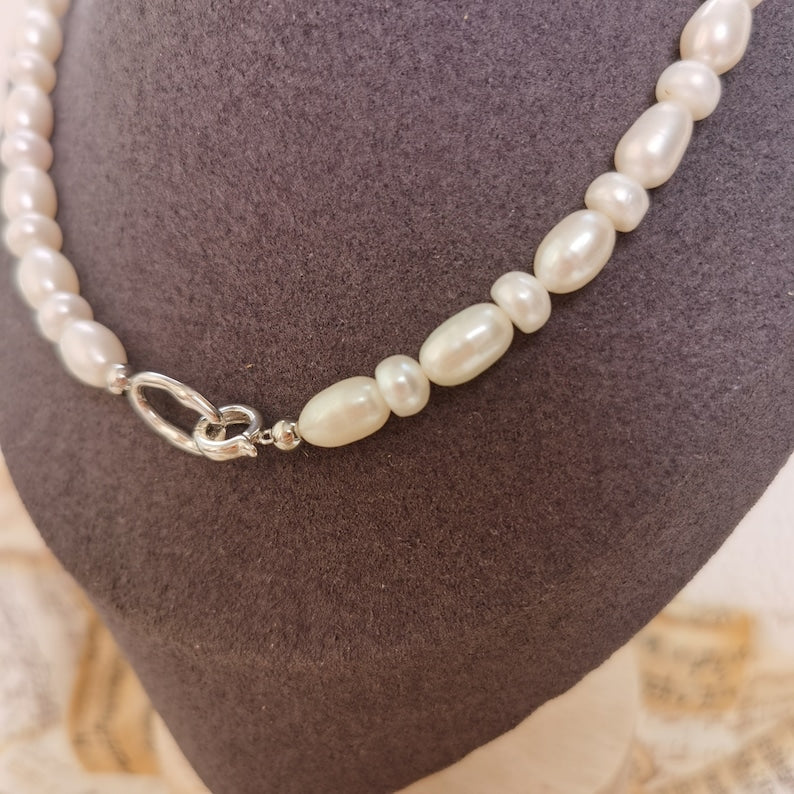 Rice Pearl Necklace & Bracelet Set-Vsabel Jewellery