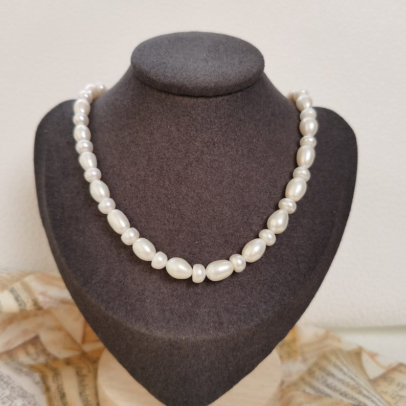 Rice Pearl Necklace & Bracelet Set-Vsabel Jewellery