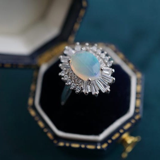 Elegant Crystal Opal Ring