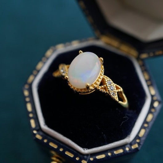 white opal ring