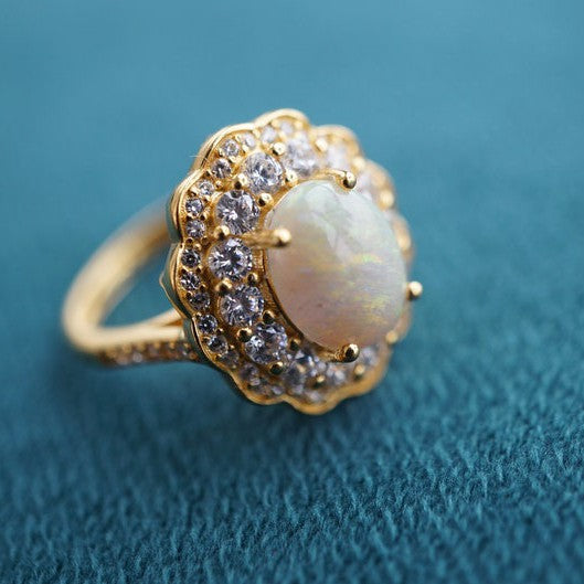 Luxury White Opal Ring, 8X10mm