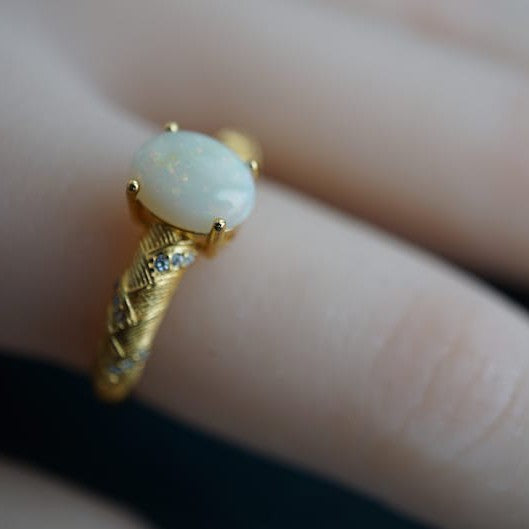 Australian Crystal Opal Ring 925 Sterling Silver
