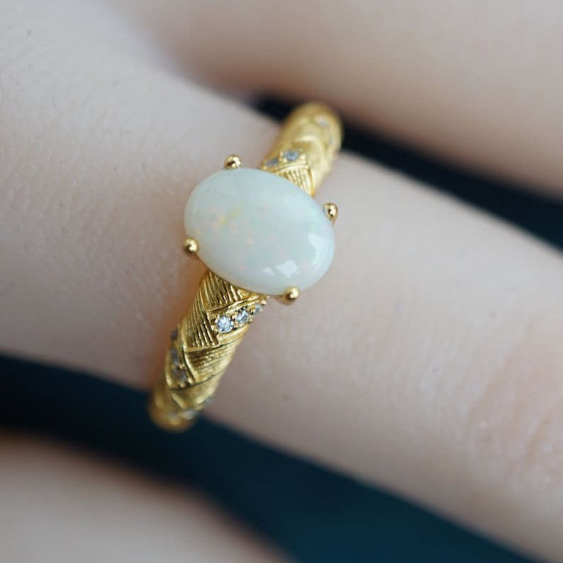 Australian Crystal Opal Ring 925 Sterling Silver